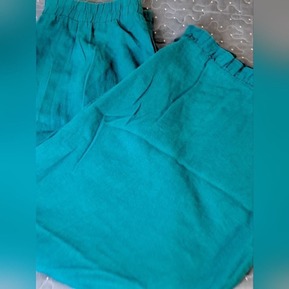 Women's Teal Elastic-Waist Pants